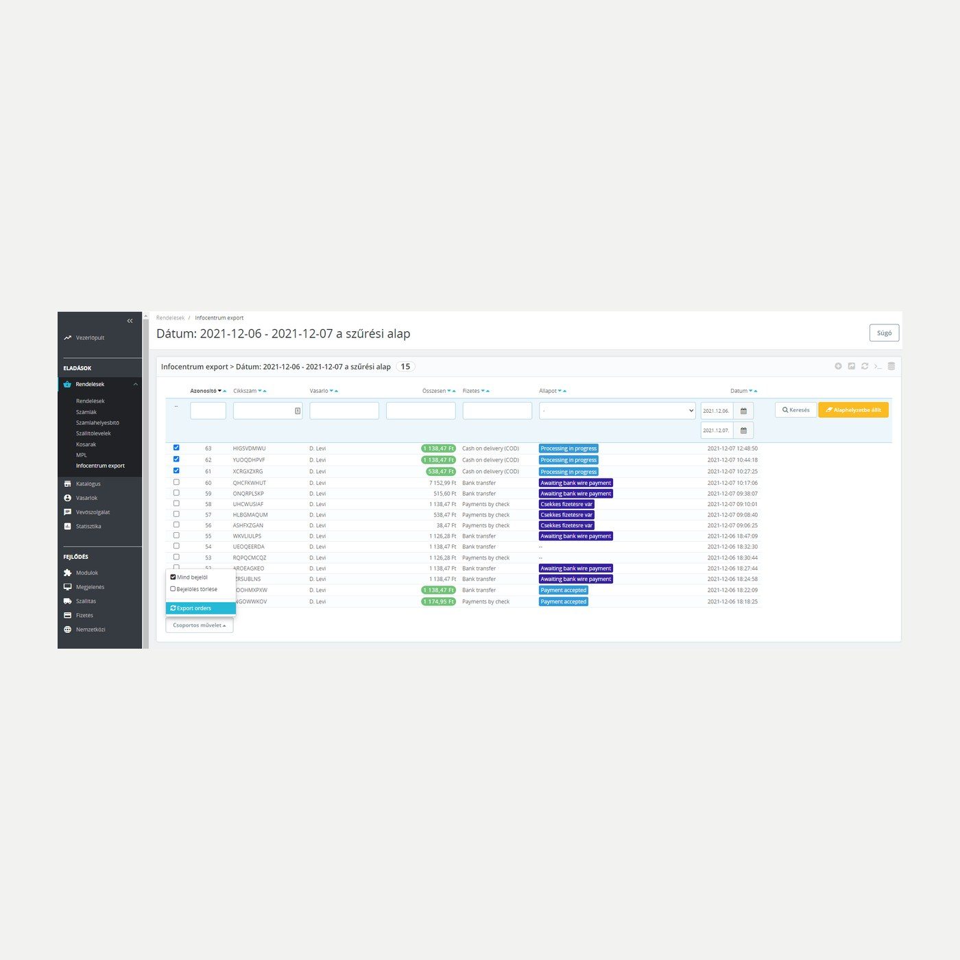 Module Infocentrum pour PrestaShop – export commandes | PrestaHU