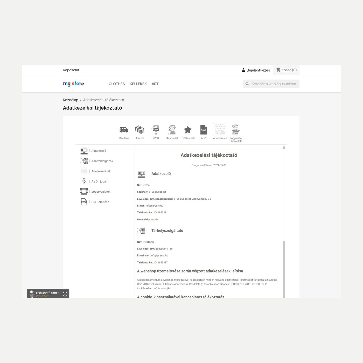 Módulo Fogyasztóbarát para PrestaShop | PrestaHU