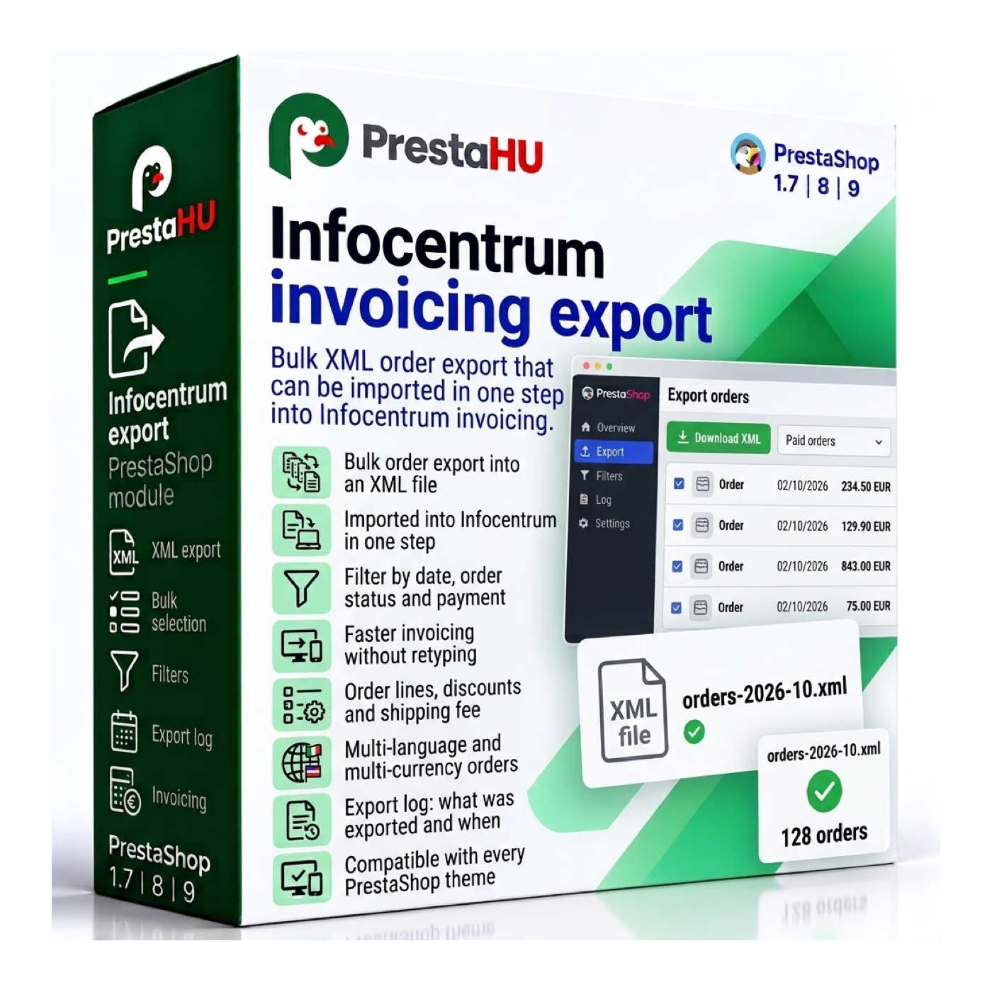 PrestaShop order export to Infocentrum invoicing