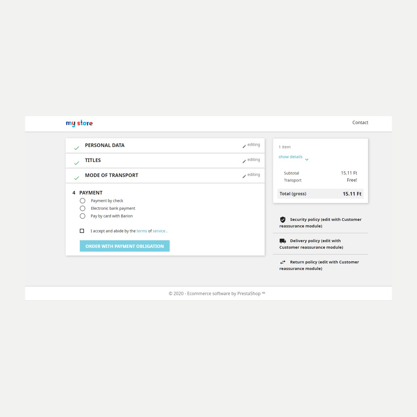 Barion Payment and Barion Full Pixel integration for PrestaShop