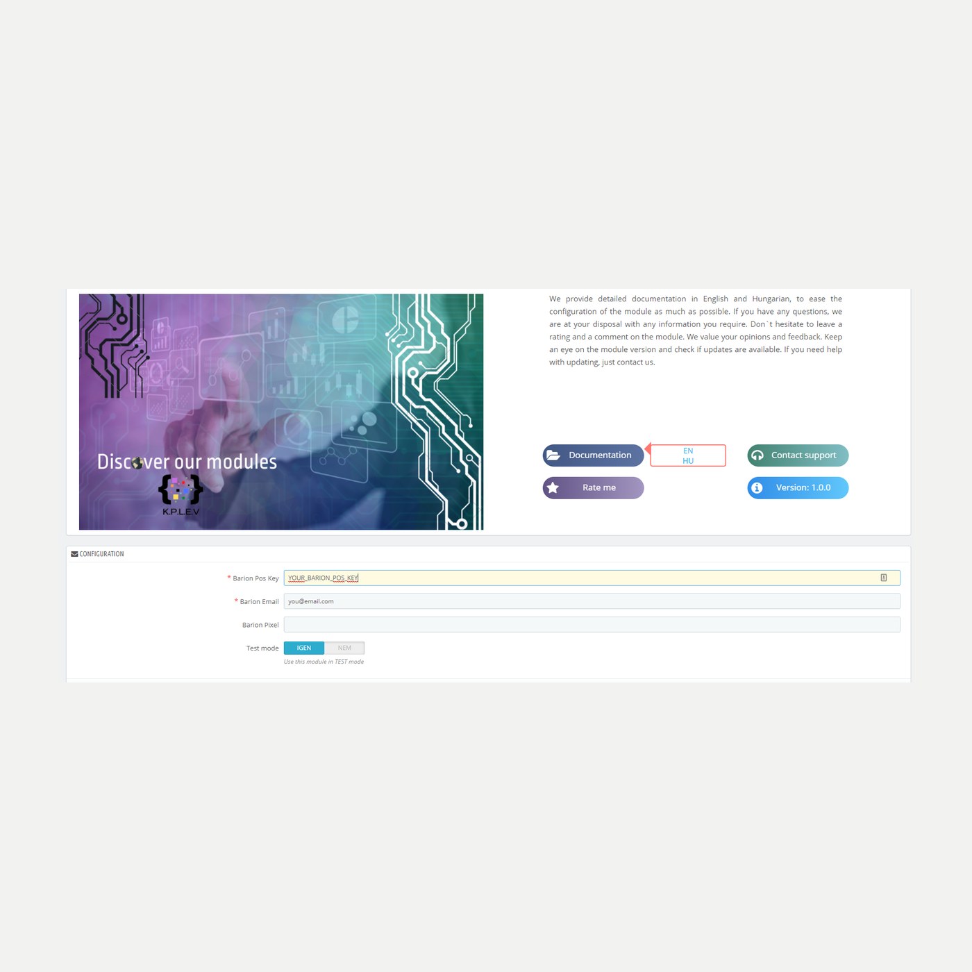Barion Payment and Barion Full Pixel integration for PrestaShop
