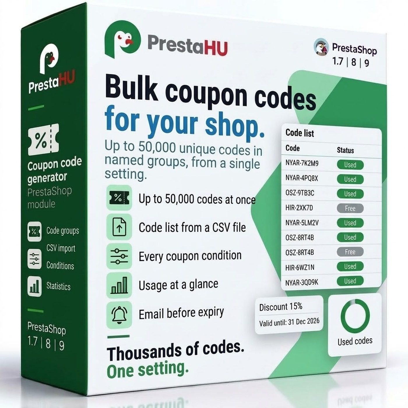 Bulk coupon code generator for PrestaShop | PrestaHU