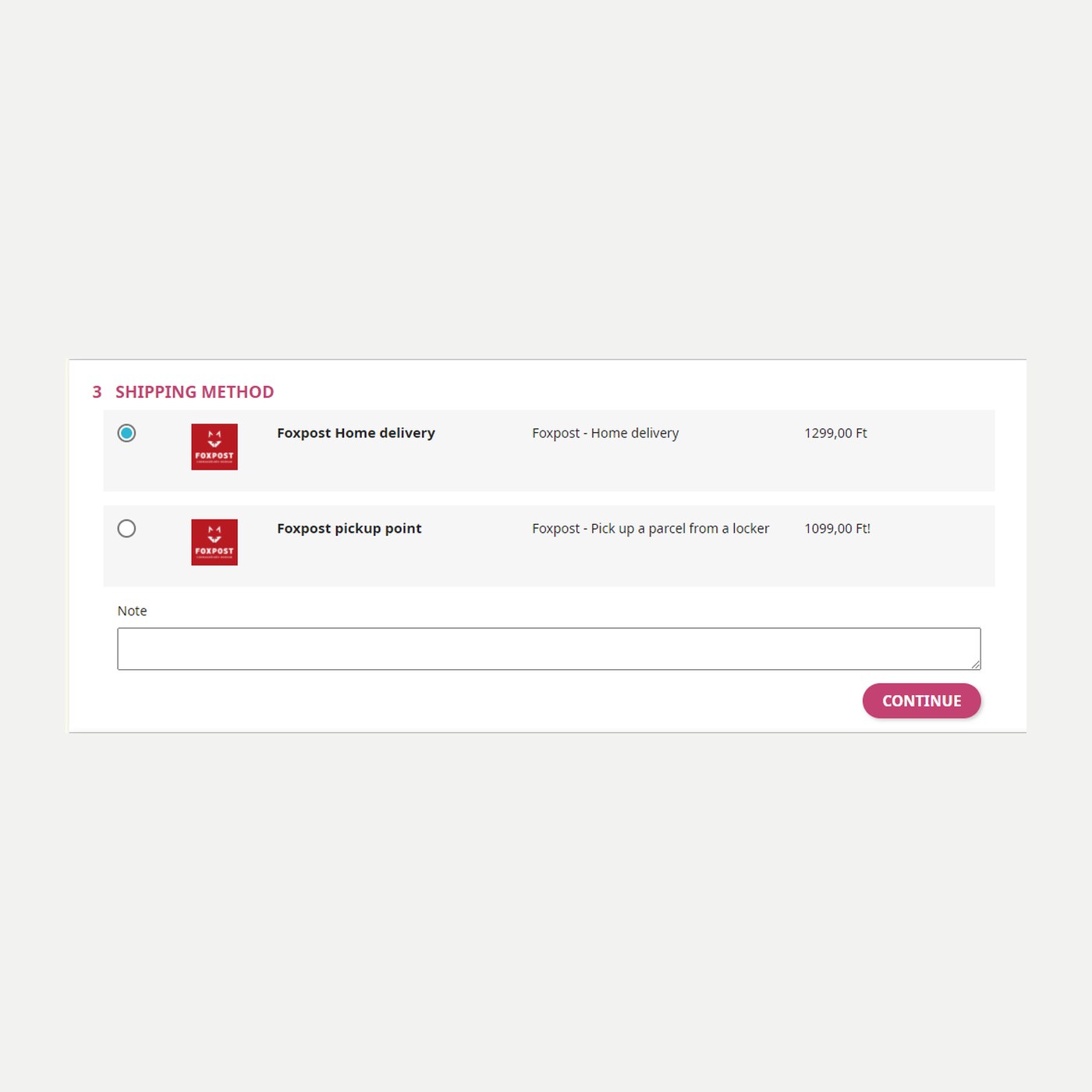 Foxpost parcel machine selection and order forwarding