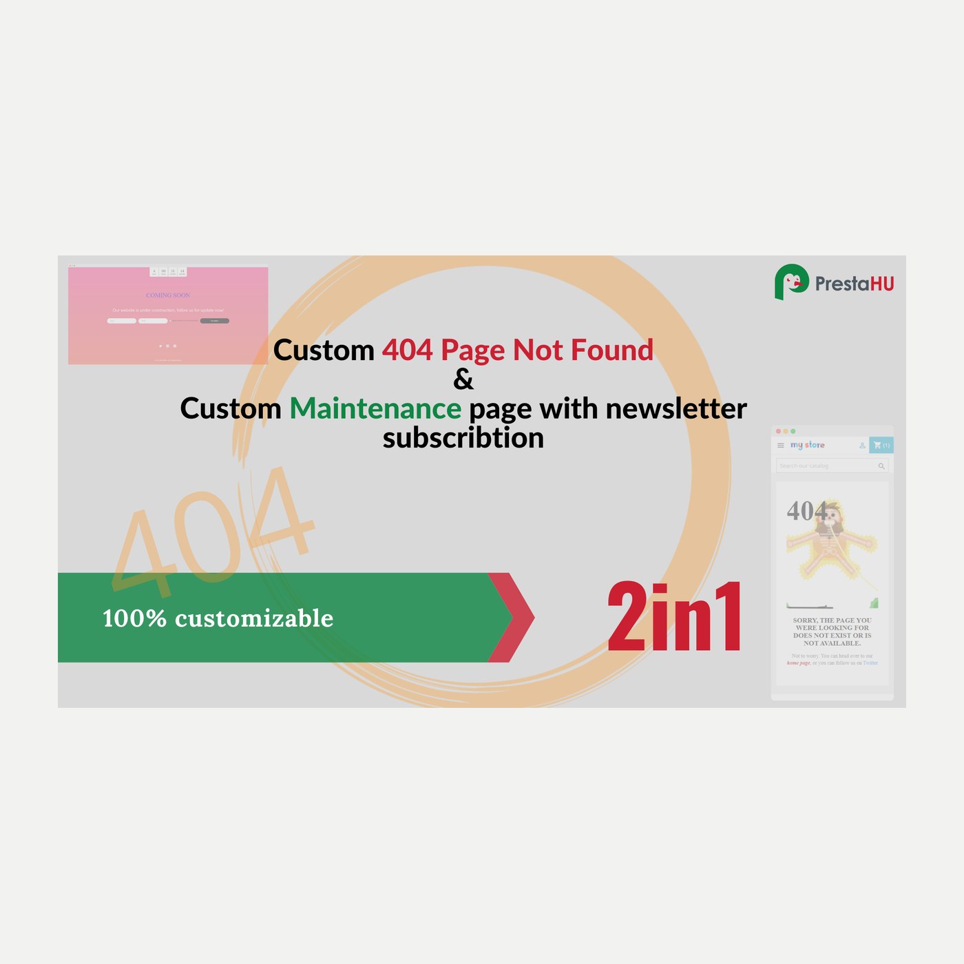 2in1: Custom 404/PageNotFound and maintenance page for PrestaShop