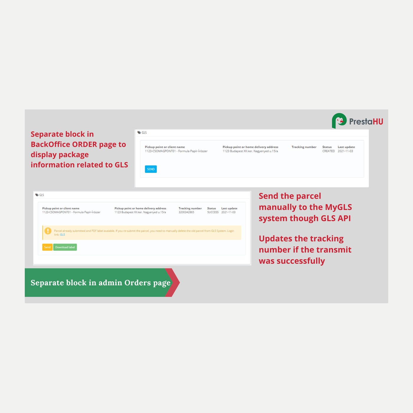GLS parcel shop selector and order submission module | PrestaHU
