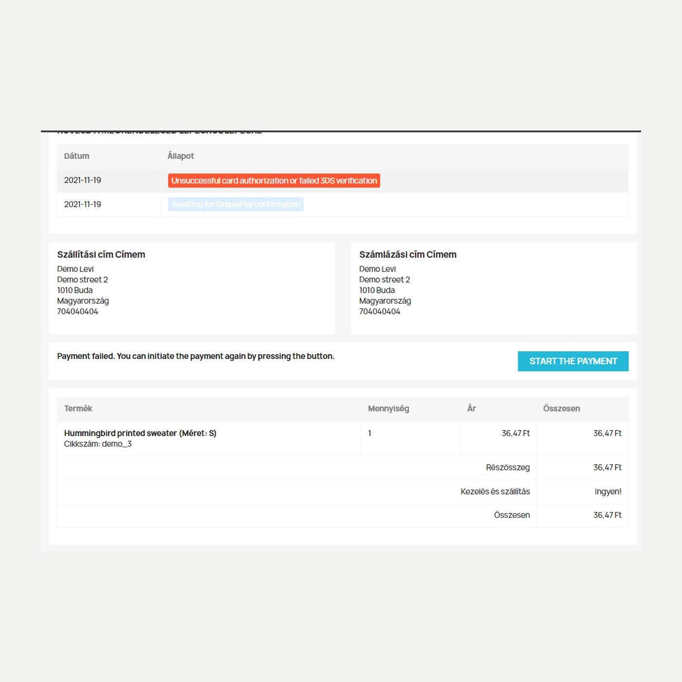 PrestaShop - OTP SimplePay credit card payment and instant transfer