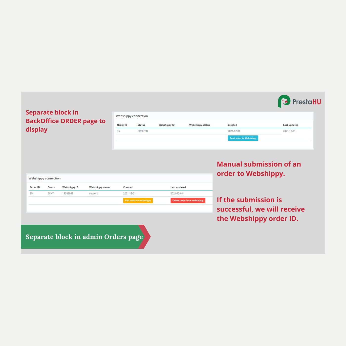 Webshippy API connect for Prestashop