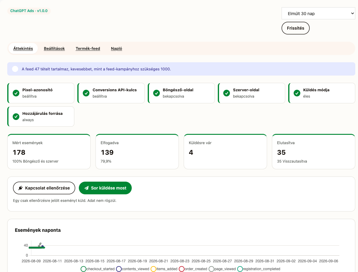 Overview screen with accepted and pending events