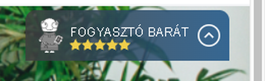 The Fogyasztóbarát rating badge close up, with its star rating, clearly visible to visitors