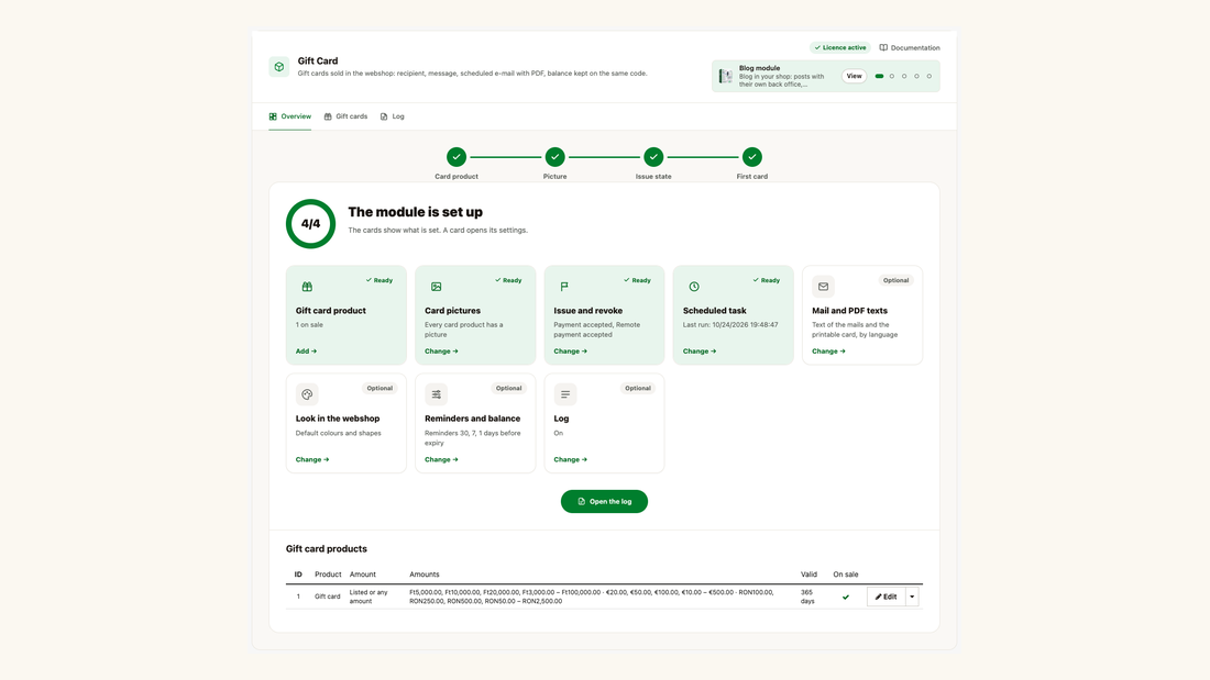 La pagina di panoramica: passaggi di configurazione e impostazioni su schede