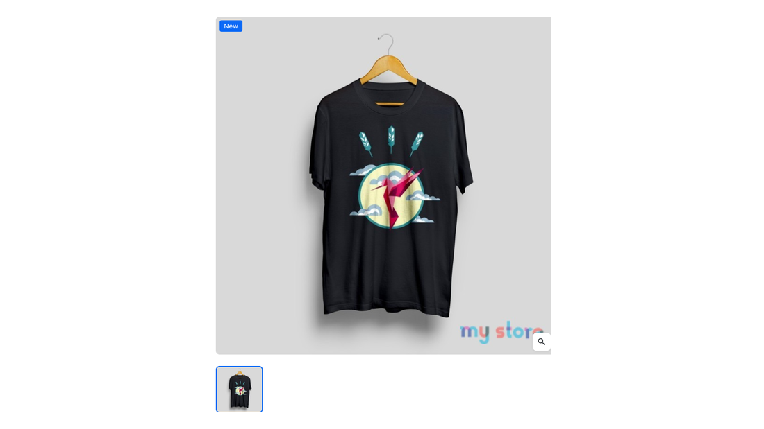 Watermarked product image on the product page of the webshop