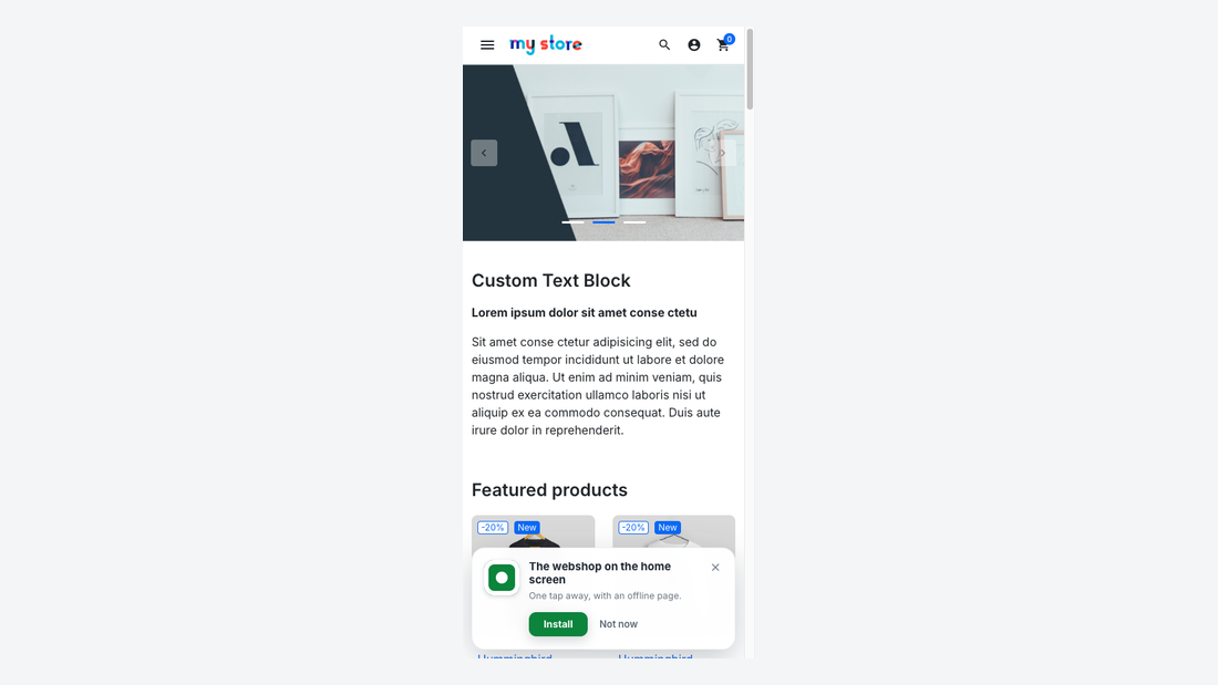 L’invitation à installer en bas de la boutique, sur un téléphone