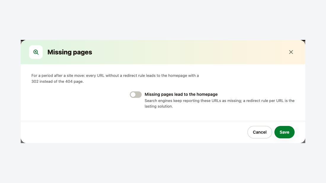 Pages manquantes : redirection vers la page d’accueil jusqu’à une date donnée