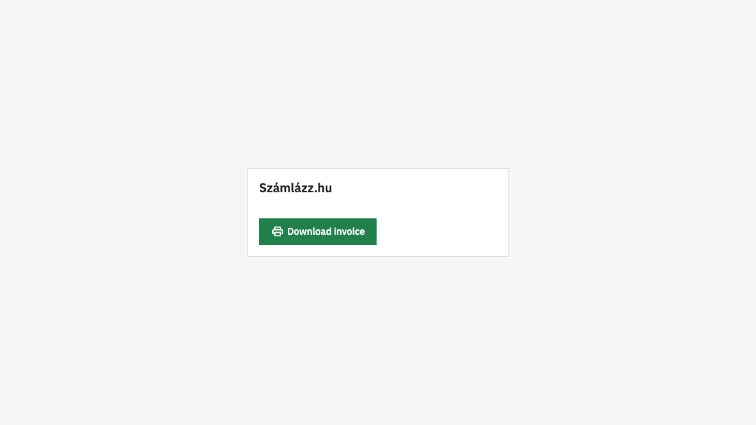 The Számlázz.hu panel on the order page with the Download invoice button