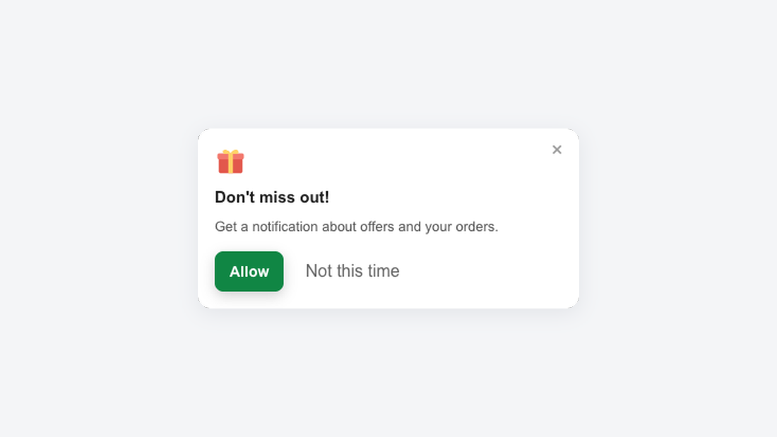 The push subscription prompt in the webshop, in the visitor's language